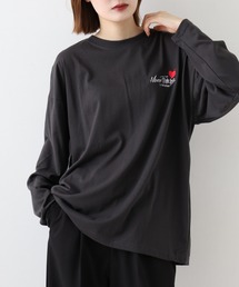 FUNALIVE（ファンアライブ）の「ゆったり 着やすい モード フラワー ハート ロゴ刺繍 ロンT（Tシャツ/カットソー）」