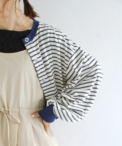 Crisp（クリスプ）の「ショートボーダーカーディガン（カーディガン/ボレロ・レディース・ネイビー/イエロー/パープル・FREE）」の6枚目の写真