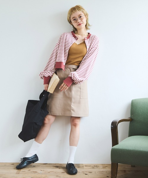 Crisp（クリスプ）の「ショートボーダーカーディガン（カーディガン/ボレロ・レディース・ネイビー/イエロー/パープル・FREE）」の10枚目の写真