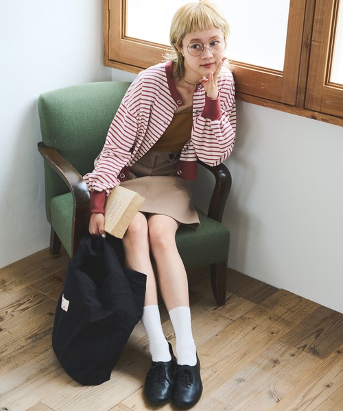 Crisp（クリスプ）の「ショートボーダーカーディガン（カーディガン/ボレロ・レディース・ネイビー/イエロー/パープル・FREE）」の13枚目の写真