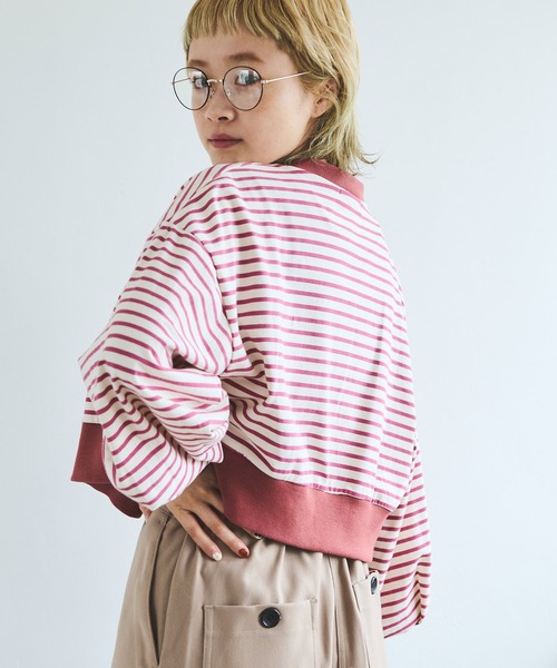 Crisp（クリスプ）の「ショートボーダーカーディガン（カーディガン/ボレロ・レディース・ネイビー/イエロー/パープル・FREE）」の16枚目の写真