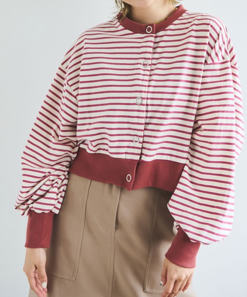 Crisp（クリスプ）の「ショートボーダーカーディガン（カーディガン/ボレロ・レディース・ネイビー/イエロー/パープル・FREE）」の20枚目の写真