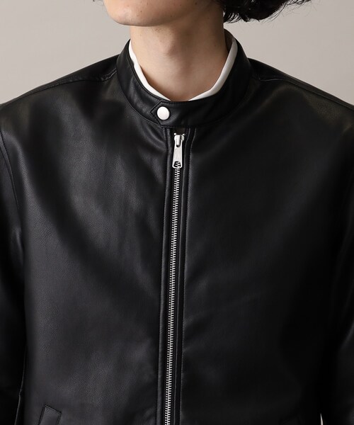 THE SHOP TK （ザ ショップ ティーケー ）の「◆【軽量/ストレッチ】フェイクレザーシングルライダース（ライダースジャケット・メンズ・ブラック・04/02/03）」の6枚目の写真