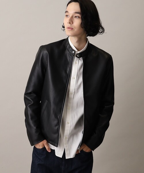 THE SHOP TK （ザ ショップ ティーケー ）の「◆【軽量/ストレッチ】フェイクレザーシングルライダース（ライダースジャケット・メンズ・ブラック・04/02/03）」の3枚目の写真