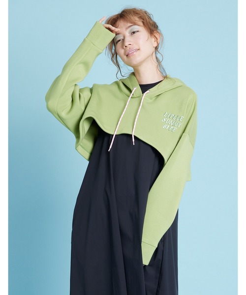 [little sunny bite] Short logo hoodie — короткое худи с логотипом
