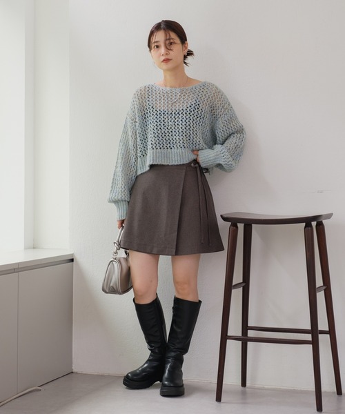 Kastane(カスタネ)の「ウールライクミニスカート(スカート・レディース・ブラウン/チャコールグレー・FREE)」の5枚目の写真