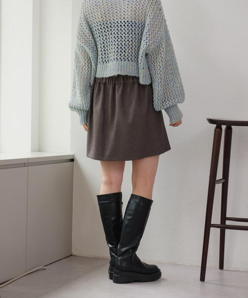 Kastane(カスタネ)の「ウールライクミニスカート(スカート・レディース・ブラウン/チャコールグレー・FREE)」の4枚目の写真