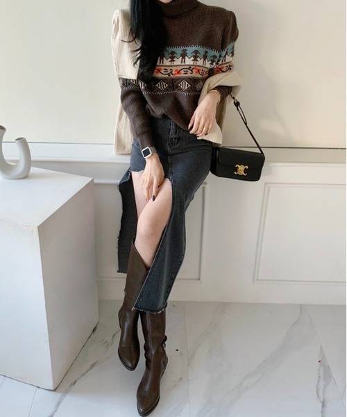 Chick(チック)の「▲Unbalance Long Denim Skirt / アシンメトリー変形デニムスカート(デニムスカート・レディース・ブラック/ブルー/ブラック系その他・S/L/M)」の11枚目の写真
