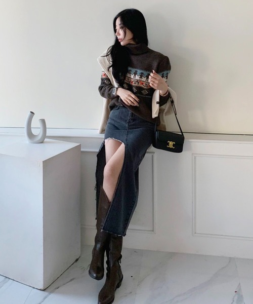 Chick（チック）の「△Unbalance Long Denim Skirt / アシンメトリー
