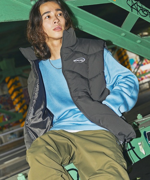 MSG（エムエスジー）の「オーバーサイズバルーンスタンドネックエコダウンベスト　キルティング　ロゴ刺繍（ベスト・メンズ・ブラック/グレー系/ネイビー/ライトカーキ/チャコール・M/S/XL/L）」の21枚目の写真