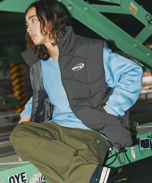 MSG（エムエスジー）の「オーバーサイズバルーンスタンドネックエコダウンベスト　キルティング　ロゴ刺繍（ベスト・メンズ・ブラック/グレー系/ネイビー/ライトカーキ/チャコール・M/S/XL/L）」の22枚目の写真