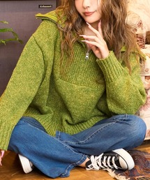 anap mimpi | ハーフジップ起毛MIXニット(ニット/セーター)