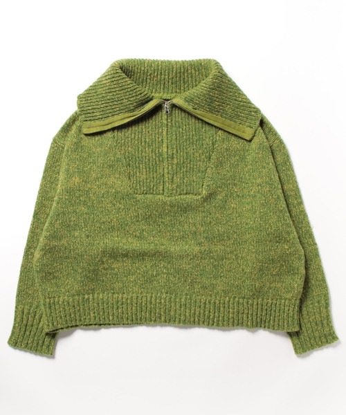 anap mimpi（アナップミンピ）の「ハーフジップ起毛MIXニット（ニット/セーター・レディース・イエロー×グリーン/ネイビー・FREE）」の7枚目の写真