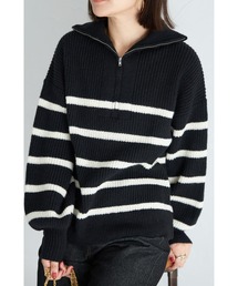 【ZOZO限定】ハーフジップボーダーニットプルオーバー