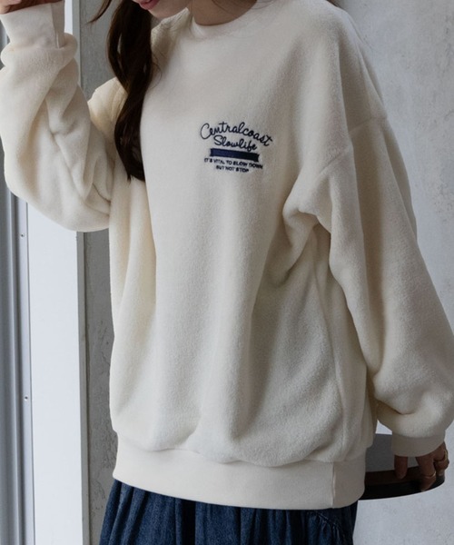 UNDERWRAPS(アンダーラップス)の「UNDERWRAPS 刺繍シャギーボアトレーナー(スウェット・レディース・ベージュ/アイボリー・フリー)」の1枚目の写真