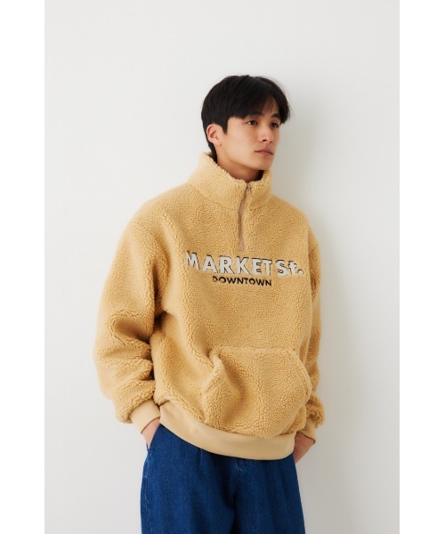 RODEO CROWNS WIDE BOWL(ロデオクラウンズワイドボウル)の「ボアハーフZIPトップス(Tシャツ/カットソー・メンズ・ベージュ/ブラック/オフホワイト・MEDIUM/LARGE)」の3枚目の写真
