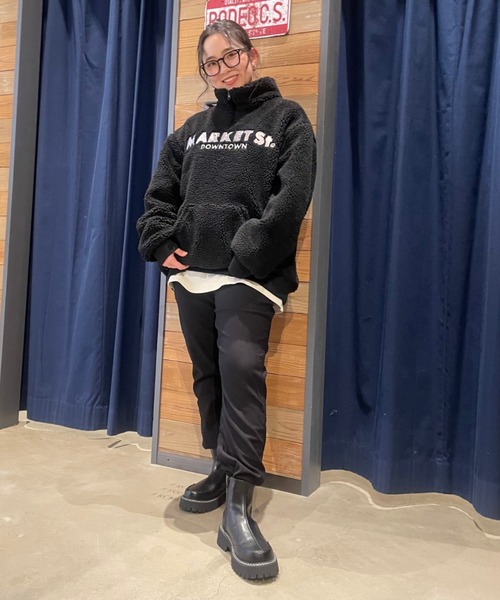 RODEO CROWNS WIDE BOWL(ロデオクラウンズワイドボウル)の「ボアハーフZIPトップス(Tシャツ/カットソー・メンズ・ベージュ/ブラック/オフホワイト・MEDIUM/LARGE)」の5枚目の写真