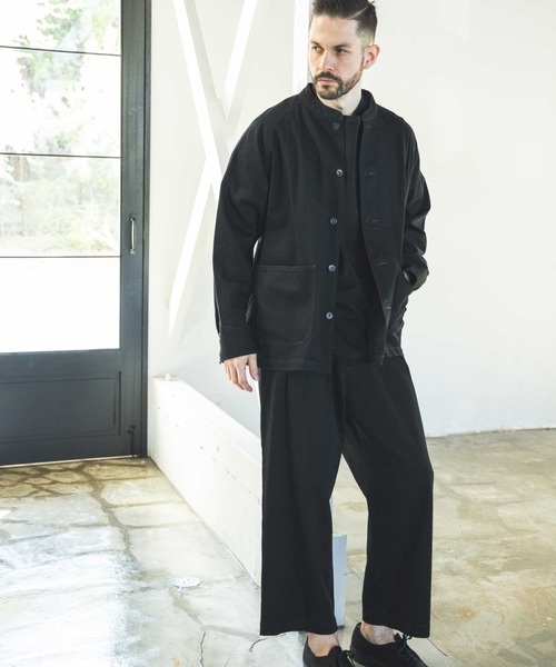 MR.OLIVE（ミスターオリーブ）の「RINSE WASH 8oz DENIM / STAND COLLAR COVERALL JACKET / M241102（デニムジャケット・メンズ・インディゴブルー/ブラック・SMALL/LARGE/MEDIUM）」の2枚目の写真