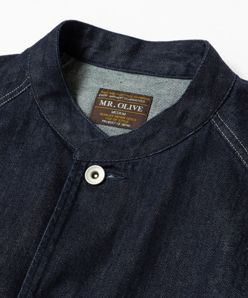 MR.OLIVE（ミスターオリーブ）の「RINSE WASH 8oz DENIM / STAND COLLAR COVERALL JACKET / M241102（デニムジャケット・メンズ・インディゴブルー/ブラック・SMALL/LARGE/MEDIUM）」の15枚目の写真