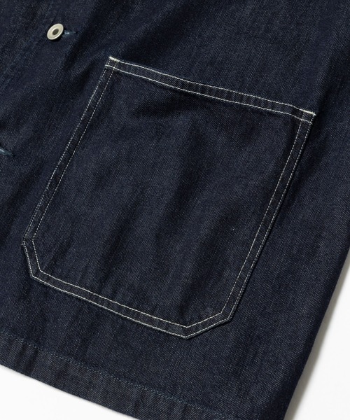 MR.OLIVE（ミスターオリーブ）の「RINSE WASH 8oz DENIM / STAND COLLAR COVERALL JACKET / M241102（デニムジャケット・メンズ・インディゴブルー/ブラック・SMALL/LARGE/MEDIUM）」の16枚目の写真