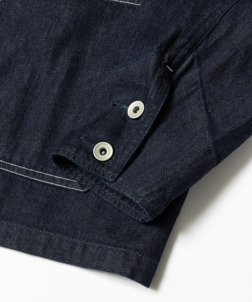 MR.OLIVE（ミスターオリーブ）の「RINSE WASH 8oz DENIM / STAND COLLAR COVERALL JACKET / M241102（デニムジャケット・メンズ・インディゴブルー/ブラック・SMALL/LARGE/MEDIUM）」の17枚目の写真