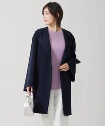 【美品】ICB ノーカラーコート　ロングコート　ブラック セール】 TaPeダブルクロス ノーカラーコート （その他アウター