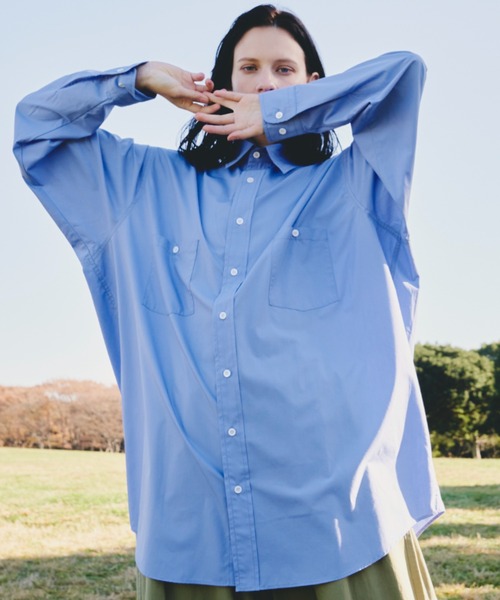 Libra Cue（リブラ キュー）の「オーバーシルエットシャツ（シャツ/ブラウス・レディース・ブラック/ブルー/ホワイト/ベージュ・FREE）」の4枚目の写真