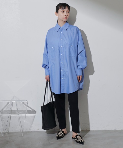 Libra Cue（リブラ キュー）の「オーバーシルエットシャツ（シャツ/ブラウス・レディース・ブラック/ブルー/ホワイト/ベージュ・FREE）」の19枚目の写真