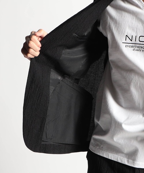 HIDEAWAYS NICOLE（ハイダウェイニコル）の「ヘリンボン柄楊柳ジャケット（テーラードジャケット・メンズ・ライトグレー/ネイビー/ブラック・MEDIUM/LARGE/X-LARGE）」の13枚目の写真