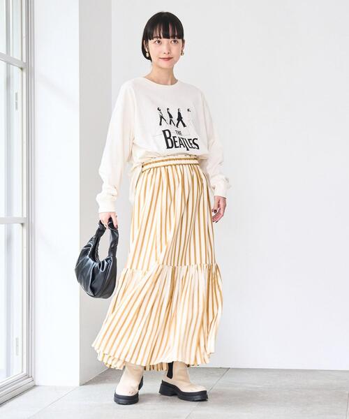 coen(コーエン)の「ストライプサッカーティアードスカート(スカート・レディース・ベージュ/ロイヤルブルー・M/L)」の13枚目の写真