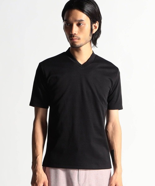 HIDEAWAYS NICOLE（ハイダウェイニコル）の「ブリスターグレンチェックＶネック半袖Tシャツ（Tシャツ/カットソー・メンズ・その他/ピンク/ホワイト/ブラック・MEDIUM/LARGE/X-LARGE）」の3枚目の写真