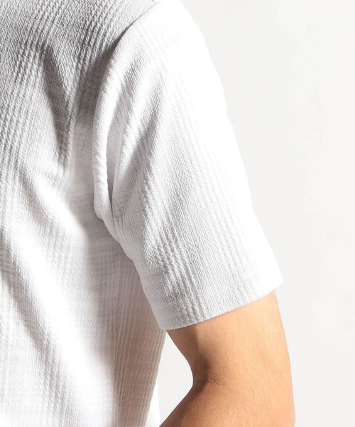 HIDEAWAYS NICOLE（ハイダウェイニコル）の「ブリスターグレンチェックＶネック半袖Tシャツ（Tシャツ/カットソー・メンズ・その他/ピンク/ホワイト/ブラック・MEDIUM/LARGE/X-LARGE）」の9枚目の写真