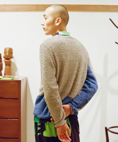 PAMM（パム）の「汽水域のバイカラーニット（ニット/セーター・レディース・グレー/アイボリー/ネイビー・フリー）」の14枚目の写真