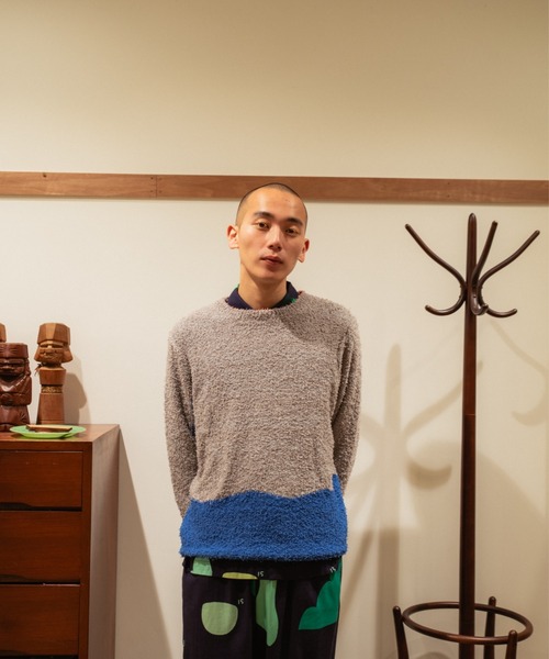 PAMM（パム）の「汽水域のバイカラーニット（ニット/セーター・レディース・グレー/アイボリー/ネイビー・フリー）」の15枚目の写真