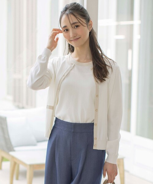 ANY SIS(エニィスィス)の「【2SET】ラメトリミング ツイン(アンサンブル・レディース・ホワイト系/ネイビー系/ライラック系・0)」の1枚目の写真