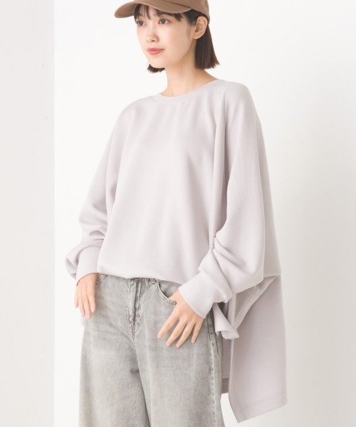 OMNES(オムネス)の「ソフトダンボールニットワイドシルエット長袖プルオーバー(Tシャツ/カットソー・レディース・オフホワイト/ブラック/グレー/ベージュ/チャコール/グレイッシュベージュ/モカ・FREE)」の7枚目の写真