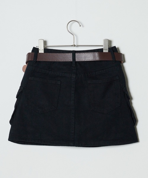 ROOPTOKYO(ループトウキョウ)の「Cargo Denim Mini Skirt / カーゴミニデニムスカート ベルト付き(デニムスカート・レディース・カーキ/ブルー/ブラック・S/M/L)」の4枚目の写真