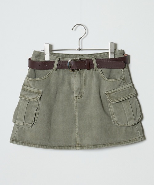 ROOPTOKYO(ループトウキョウ)の「Cargo Denim Mini Skirt / カーゴミニデニムスカート ベルト付き(デニムスカート・レディース・カーキ/ブルー/ブラック・S/M/L)」の11枚目の写真