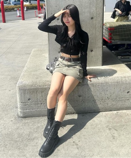 ROOPTOKYO(ループトウキョウ)の「Cargo Denim Mini Skirt / カーゴミニデニムスカート ベルト付き(デニムスカート・レディース・カーキ/ブルー/ブラック・S/M/L)」の22枚目の写真