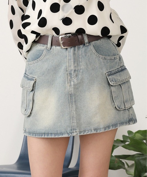 Cargo Denim Mini Skirt / カーゴミニデニムスカート ベルト付き