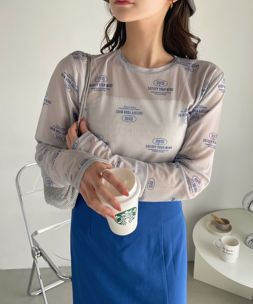 Ada.（エイダ）の「ロゴ 総柄 クルーネック プルオーバー（Tシャツ/カットソー・レディース・ライトグレー/ホワイト/ブラック/ベージュ・FREE）」の22枚目の写真