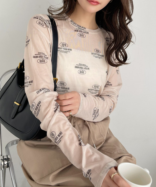 Ada.（エイダ）の「ロゴ 総柄 クルーネック プルオーバー（Tシャツ/カットソー・レディース・ライトグレー/ホワイト/ブラック/ベージュ・FREE）」の9枚目の写真