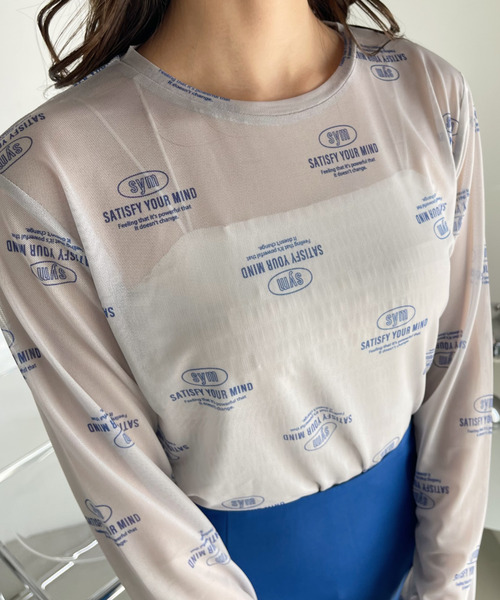 Ada.（エイダ）の「ロゴ 総柄 クルーネック プルオーバー（Tシャツ/カットソー・レディース・ライトグレー/ホワイト/ブラック/ベージュ・FREE）」の5枚目の写真