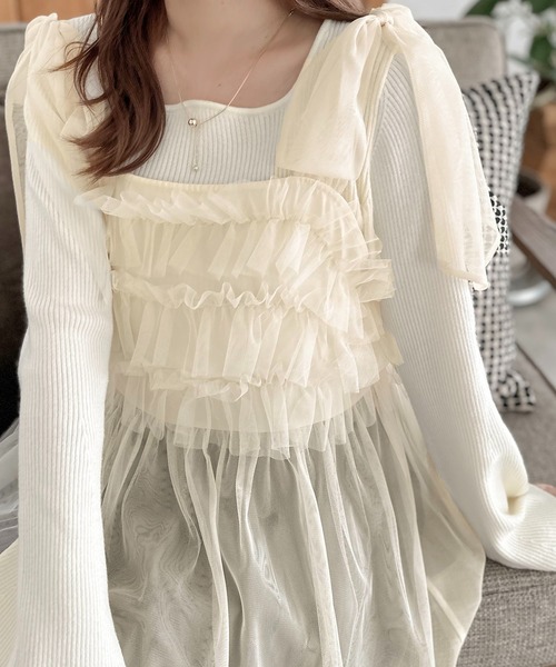 apres jour clair（アプレジュールクレア）の「【apres jour clair】チュールキャミチュニック【ZOZOTOWN限定アイテム】（キャミソール・レディース・ミント/アイボリー/ブラック/チャコールグレー・X-LARGE/フリー）」の17枚目の写真