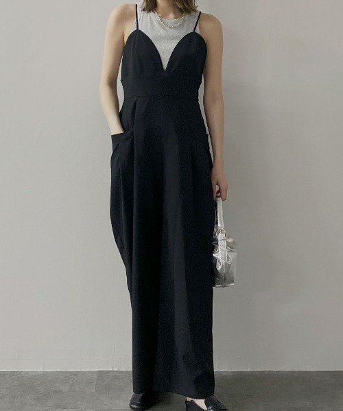 オールインワン・サロペット CREPE TULLE BUSTIER JUMPSUIT セール】クレープビスチェサロペット / crape bustier