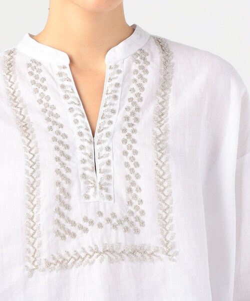 ne Quittez pas】綿100% レース切替チュニックブラウス 紫 F ne