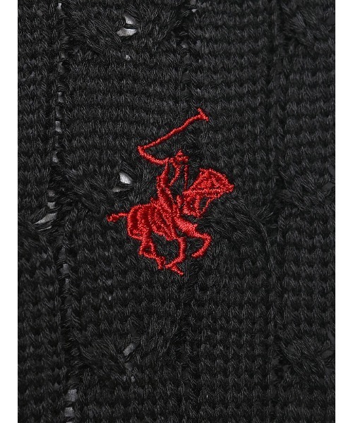 BEVERLY HILLS POLO CLUB（ビバリーヒルズポロクラブ）の「BEVERLY HILLS POLO CLUB ケーブル編み ワンポイントロゴ Vネック ニットベスト（ベスト・メンズ・ブラック/グリーン/ネイビー/アイボリー・M/L/LL）」の15枚目の写真