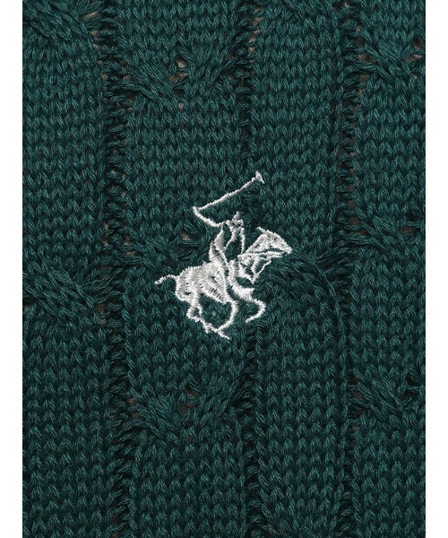 BEVERLY HILLS POLO CLUB（ビバリーヒルズポロクラブ）の「BEVERLY HILLS POLO CLUB ケーブル編み ワンポイントロゴ Vネック ニットベスト（ベスト・メンズ・ブラック/グリーン/ネイビー/アイボリー・M/L/LL）」の16枚目の写真