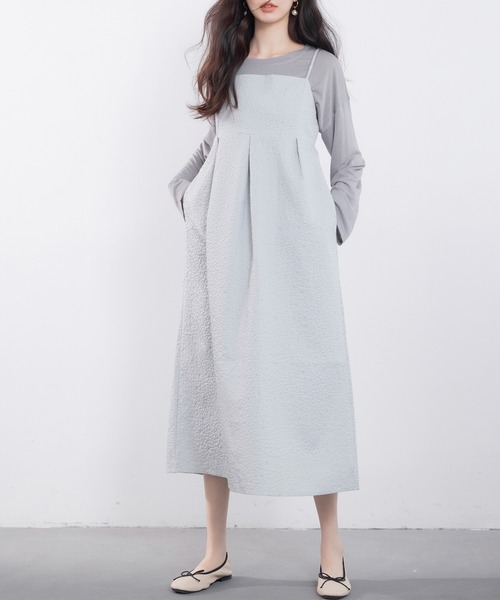 セール】フクレジャガード素材キャミワンピース（ワンピース