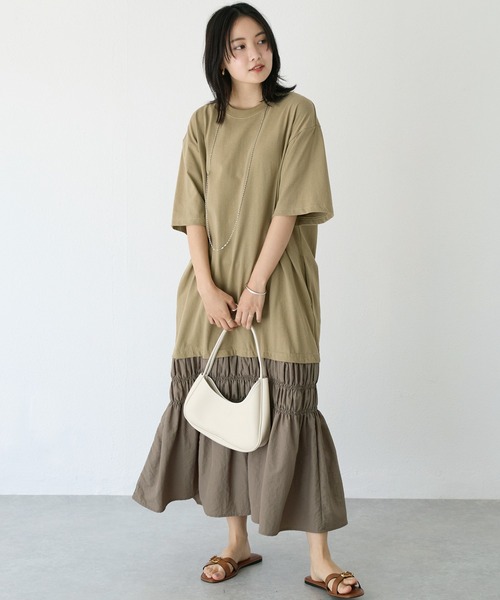 LAVEANGE（ラビアンジェ）の「レイヤード天竺ワンピース（ワンピース・レディース・ベージュ/ネイビー/ブラック・M/LL/3L/4L/5L）」の11枚目の写真
